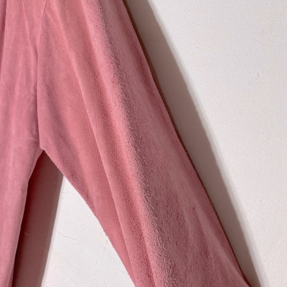 Vintage Surrey Bubblegum Pink Double Breasted Long Sleeve Faux Suede Midi Dress - Picture 8 of 16